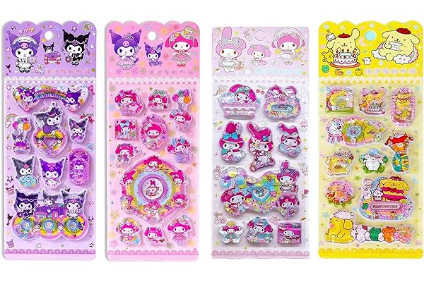 AAGWW 4枚 ウォーターシール ドロップ うるちゅるポップ 水シール 3D 立体 精巧な柄 エンボスステッカー 手帳用 装飾 DIY クリエイティブ 個性的 かわいい ギフト（セット 206）