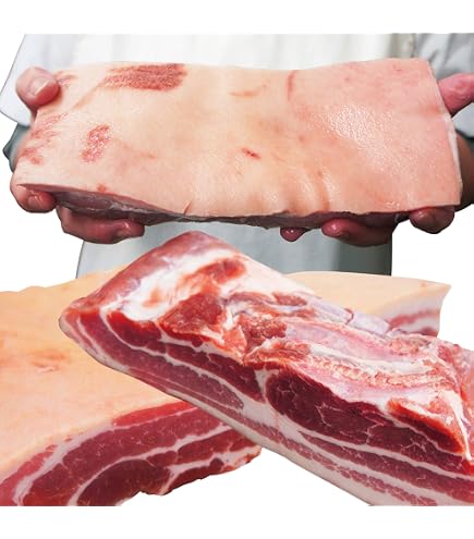 Amazon.co.jp: 冷凍 皮付豚ばら肉 約1kg 前後 帯皮猪肉 皮付豚バラ肉