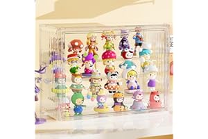 JOYZAN フィギュアケース アクリル コレクションケース 卓上 透明収納ボックス 4段 ディスプレイケース 36×18×27cm 組立簡単 取り外し可能な仕切り板 マグネット式扉ショーケース ストライプ 防塵 汚れ防止 1個