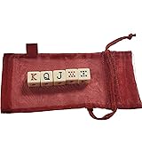 赤いメッシュバッグが付いているスペインのポーカーダイスセットSpanish Poker Dice Set w/Red Mesh Bag