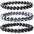 WRCXSTONE Natural 8mm Gorgeous Semi-Precious Gemstones Healing Crystal Stretch Beaded Bracelet Unisex
