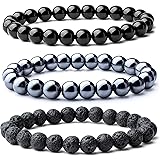 WRCXSTONE Natural 8mm Gorgeous Semi-Precious Gemstones Healing Crystal Stretch Beaded Bracelet Unisex