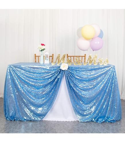 GuoZhiXin Disposable Party Tablecloth - Blue & Silver Confetti Print, 54x108 Inches For Birthdays & Showers - View #7
