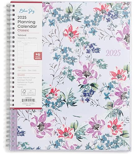 Blue Sky 2025 Weekly Monthly Planner - 5x8 Inch Wirebound With Frosted Cover