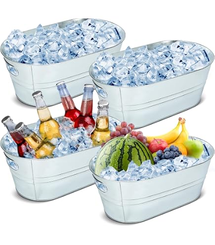 Tablecraft Galvanized Oval Beverage Tub - 22.8 X 14.5 X 9.5 Inch Metal Drink Cooler For Parties & Outdoor Use - View #6