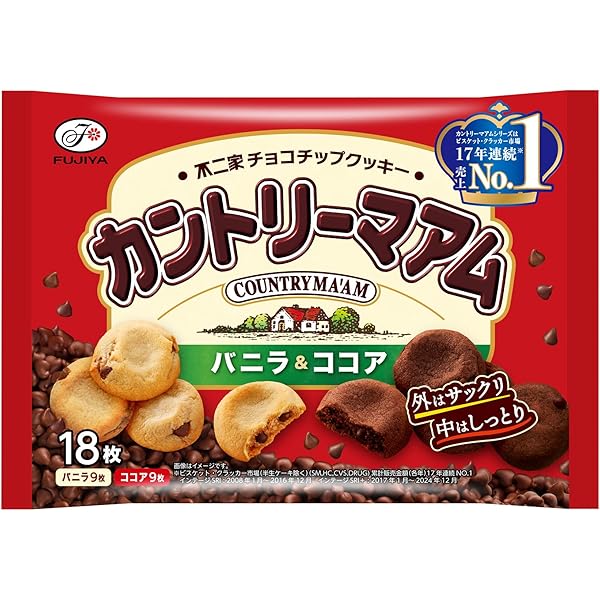 かんとりーまーむページ Amazon.co.jp: 不二家 カントリーマアム バニラ＆ココア 18枚