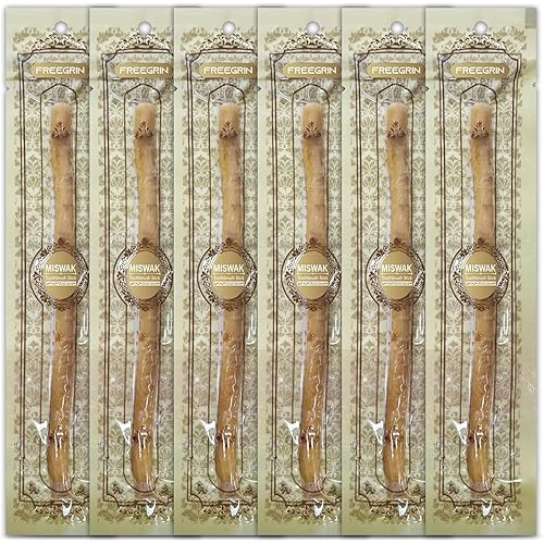 Miswak Sticks for Teeth Pack of 6 - Vacuum Sealed Traditional Sewak Natural Miswak Toothbrush - for Healthy Teeths,Gums and F