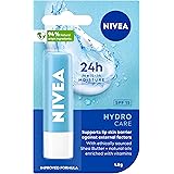 NIVEA Lip Balm Hydro Care with SPF 15 4.8g, Hydrating Lip Balm with Aloe Vera, Moisturising Lip Care with Natural Oils for 24