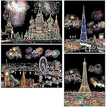 Amazon | 4枚入 スクラッチアート A4サイズ 彫刻アート 削るだけで