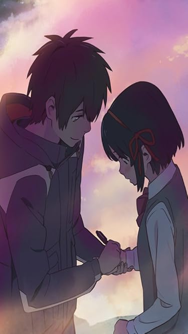 新海誠作品 - 三葉の手に文字を書く瀧