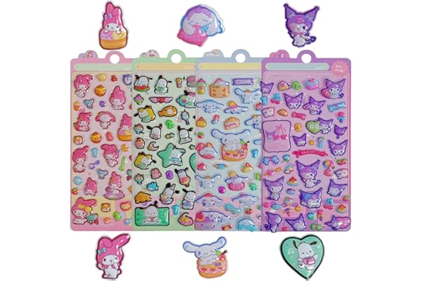 【4枚セット】 3Dシール 立体シール ぷくぷく ぷっくり 可愛い 立体ステッカー エポキシ樹脂 手帳用 日記帳用 ごほうび DIYクラフト用 女の子 男の子