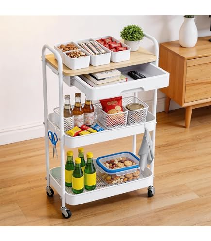 Amazon.co.jp: Jimaku キッチンワゴン/防錆スチール製、幅30cm、奥行き