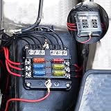 BlueFire 最新 6ウェイ 回路カーボート ヒューズボックス ホルダー 防水 LED警告ライト キット付き ATO ATC ブロックヒューズ ブレードヒューズ 5A 10A 15A 20A 自動車 ボートマリン トライクに適用 DC 12V-32V