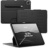 ZUGU iPad Pro 12.9 第6世代 ケース 2022 / 第5世代 2021 極薄 落下衝撃保護 10段階スタンド機能 Apple ペンホルダー ワイヤレス充電 オートスリープ スマートカバー (ブラック)