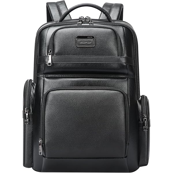 Colins Keirs Black leather backpacks for men, 15.6 inch laptop