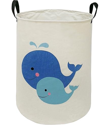 HKEC 19.7" Purple Flower Laundry Basket – Kids’ Clothes Hamper, Waterproof Toys Storage Bin, Nursery Decor