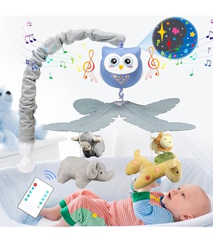 Eners Baby Crib Mobile with Music and Lights, Mobile for Crib with