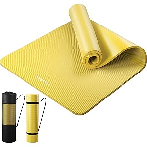 Reodoeer ヨガマット トレーニングマット エクササイズマット ゴムバンド 収納ケース付 厚さ10mm