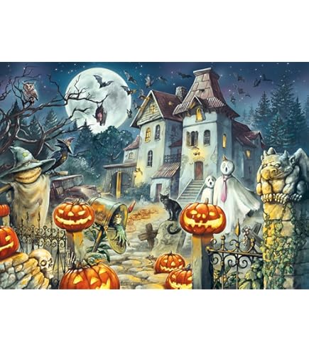 Halloween Jigsaw Puzzle 100 Pieces - 19x13 Inch Spooky Puzzle For Kids & Families