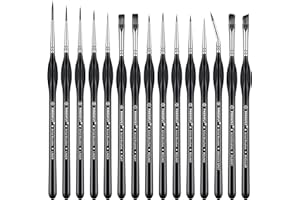 PANDAFLY Detail Paint Brushes Set, 15pcs Miniature Brushes for Fine Detailing & Art Painting - Acrylic, Oil, Watercolors & Pa