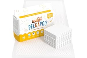 Peekapoo - Disposable Changing Pad Liners Super Soft, Ultra Absorbent & Waterproof - Covers Any Surface for Mess Free Baby Diaper Changes 23.6x17.7 Inch (Pack of 50)