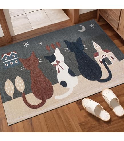 Amazon | 玄関マット 猫柄 可愛い 屋外 室内 滑り止め 泥落とし 洗える