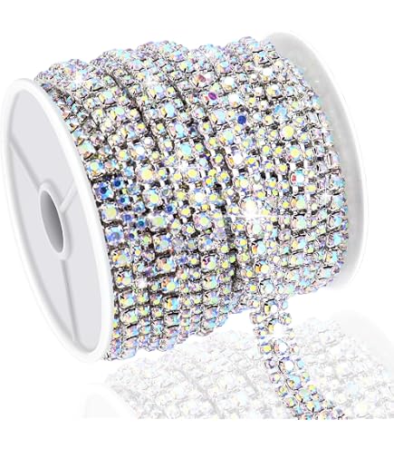 Towenm Rhinestone Chain Roll - 5 Yards, 5mm SS24 Crystal Close Chain Trim For Clothing, Jewelry, Crafts (Mine Gold) - View #5