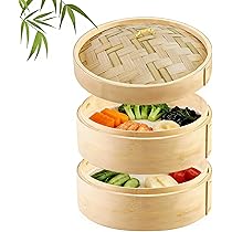Amazon | 【蒸し布2枚付き】料理研究家監修 天然竹 せいろ 蒸し器 2段
