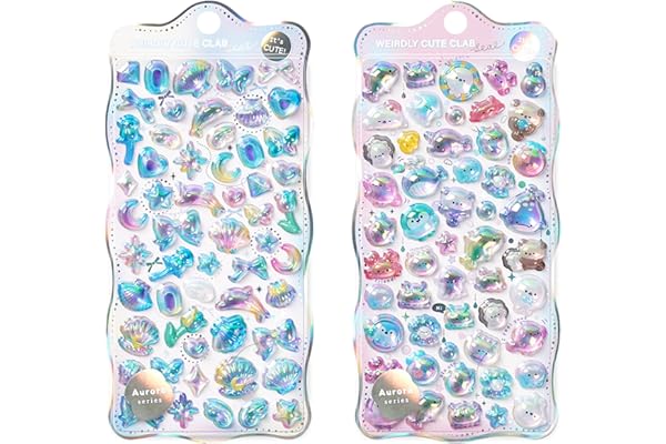 KRGNPLE 2026 年新モデル 実店舗品質 2 枚入り ドロップシール ぷくぷく ぷっくりシール 3D 立体 精巧な柄 手帳用 装飾 DIY クリエイティブ ファッション かわいい ギフト（セット 335）