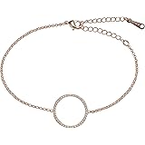 namana Circle Bracelet for Women. 18 Carat Rose Gold Plated or Fine Silver Coloured Bracelet set with AAA Cubic Zirconia Gems