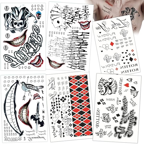 Amazon.co.jp: ジョーカー HQ タトゥー 女性用 男性用 ハロウィン 自殺