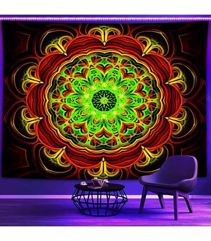Amazon.co.jp: PSYHILAR ブラックライト 生命の樹 タペストリー、UV