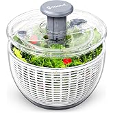 Gooood Salad Spinner, Lettuce Spinner with 6 litres Large Colander, Fruit and Vegetable Wash Spinner Dryer, One-Handed Good G