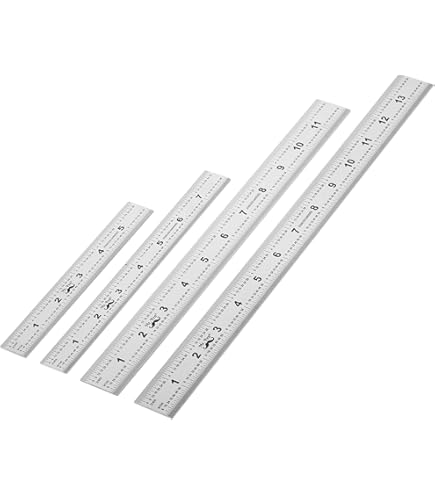 Stainless Steel Ruler Set - 3-Piece 6/8/12 Inch Metal Rulers For Art & Craft Projects