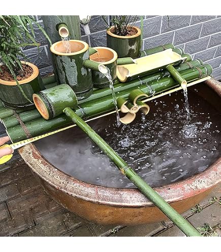 Amazon.co.jp: 竹製噴水 水機能 噴水ポンプ 彫刻 彫像 家の装飾 美術