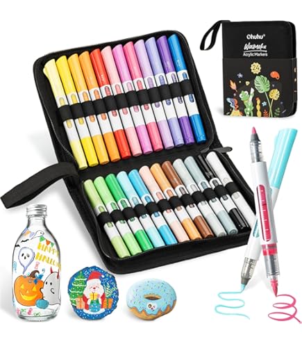 Amazon | Ohuhu アクリルマーカー 筆タイプ 24色セット 直液式