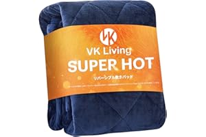 VK Living 敷きパッド シングル リバーシブル 冬 【SUPER HOT】 シーツ 帝人TEIJIN中綿 あったか しきぱっと フランネル 24時間持続制菌消臭 オールシーズンで使える 静電気防止 速暖 洗える 防ダニ 100×200cm ネイビー