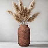 Wancetang Terracotta Vase, Large Rustic Ceramic Vase, Farmhouse Decor for Living Room, Shelf, Mantle, Entryway, Room Decor, 9