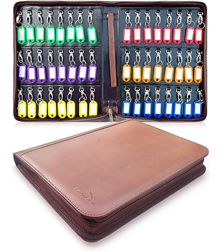 Portable Zippered Key Organizer, Leather Key Box With 28 Key Binder, Manager &Landlord Key Holder Book, Smart Zipper Key Case For Real Estate Sales, Hotel Executives, Car Rental Key Organizer Keychain - View #9