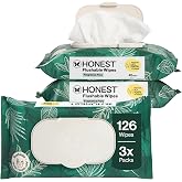The Honest Company Washable Wipes for Sensitive Skin | Odourless, Hypoallergenic, 99% Water, Safe to Wash | pH Balanced Femin