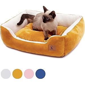 ペットベッド 猫 犬 クッション モチモチ3D綿 ふわふわ暖か リバーシブル通年 洗える S 47x35x15cm イエ…