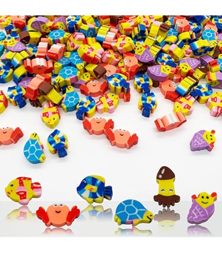 144 Pack Mini Fish Pencil Erasers - Double Sided Classroom Supplies