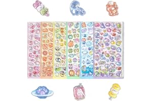 【6枚セット】 3Dシール ぷっくりル 可愛い デコシール 立体ステッカー ケーキ パンダ 透明 エポキシ樹脂 手帳用 日記帳用 ごほうび DIYクラフト用 女の子 男の子