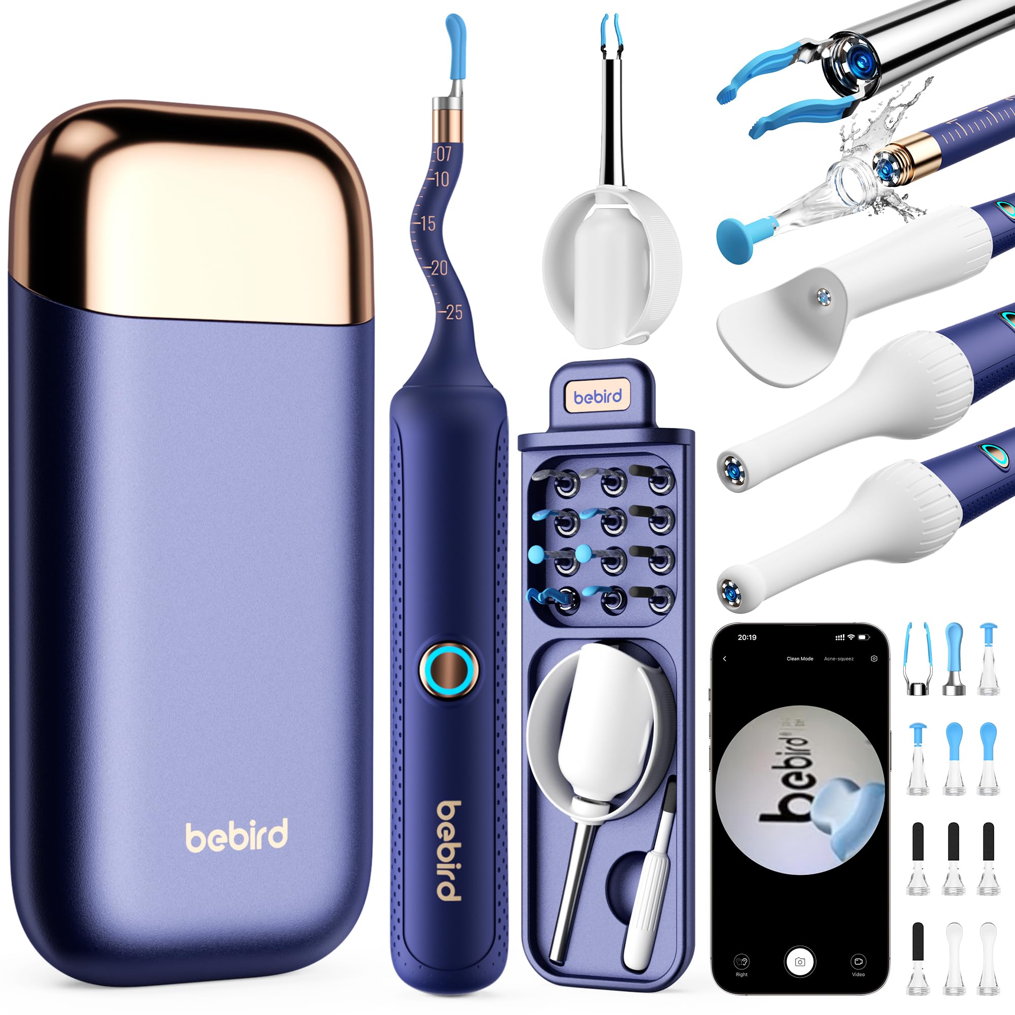 Bebird カメラ付き耳かき【全世界累計500万台販売】耳かき カメラ付き 耳掃除 イヤースコープ 耳かき ピンセット イヤークリーナー | 保護ストッパー&シリコン全保護でお子様に最適|耳鼻喉検査セット付き|ピンセット付き|3.1mm極細レンズ|