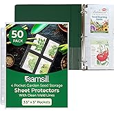 Samsill 50 Pack 4 Pocket Clear Sheet Protectors, Card Protectors for Postcards, Index Cards, Couponing, and Gardan Seeds - Ea