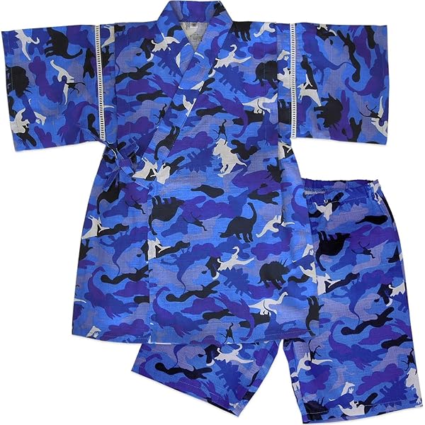 Amazon オンスクール Onschool bl 甚平スーツ 男の子 二点セット ブルー 青 恐竜柄 迷彩柄 カモフラ柄 ドビー織 綿100 夏 100 110 1 130 中国製 130 着物 浴衣 甚平 通販
