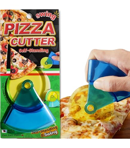 Mindful Design Pizza Cutter With Protective Blade Cover - Ergonomic, Dishwasher Safe Slicer (Blue)