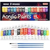 Shuttle Art アクリル絵の具 アクリル顔料 16色セット ペイントブラシ3本付き 速乾 耐久 チューブ 12ml 手作り 布/石/ガラス/セラミックに描ける 子供用 イラスト 塗り絵 クラフト 美術 画材 宿題 初心者 専門家