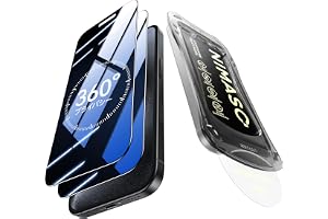 NIMASO 360度 覗き見防止 iPhone 18 Pro 用 ガラスフィルム プライバシー保護 のぞき見防止 上下左右 見えない | 保護フィルム 強化ガラス 米軍規格 硬度9H 自動除塵 簡単貼り付け 指紋防止 ガイド枠付き 2枚セット アイ