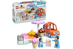 LEGO DUPLO Bluey Ice Cream Trip with Bluey Toddler Toy 10458 Includes a Drivable Car and 2 Figures, Vehicle Playset Sparks Imaginative Play and Family Fun, Gift for Preschoolers Aged 2+ (22 Pieces)